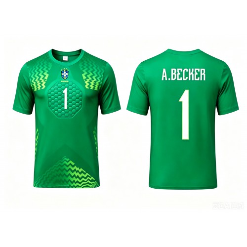 Stroje piłkarskie Brazylia Alisson Becker #1 Bramkarskie Koszulka Wyjazdowej MŚ 2026 Krótki Rękaw
